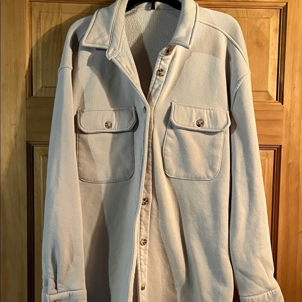 Cream Button-Up Shirt Jacket